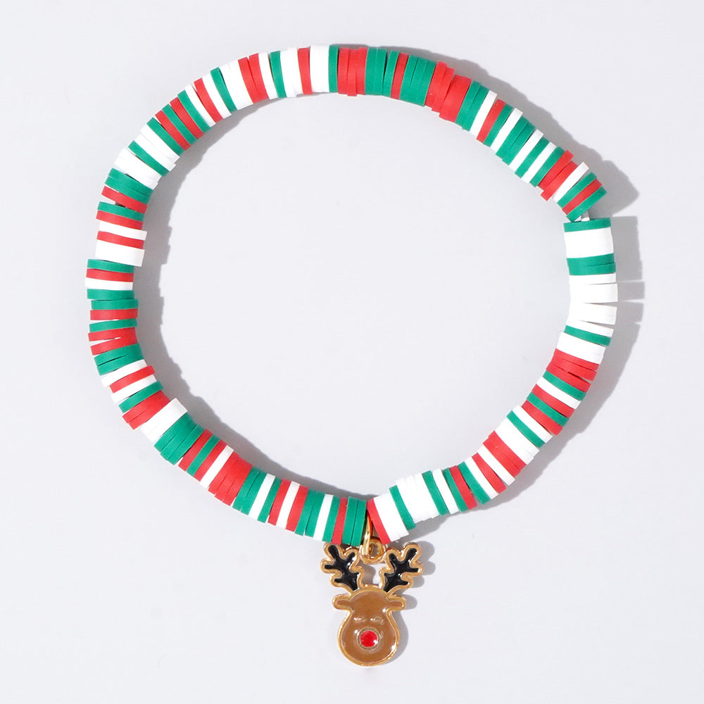 Wholesale Christmas Alphabet Apple Copper Beads Ceramic Beaded Bracelet Set ACC-BT- GWL001