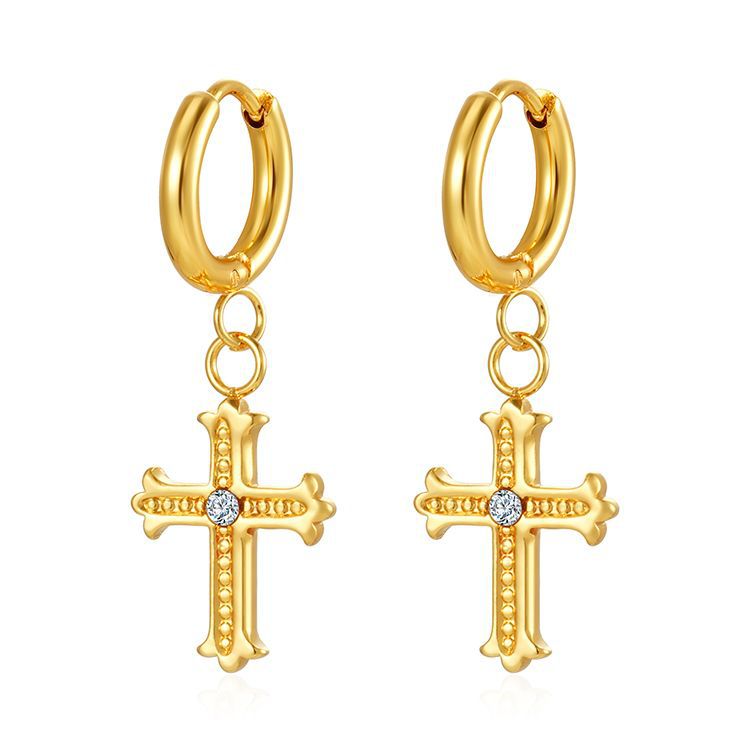 Wholesale Stainless steel cross pendant earrings  18K earrings