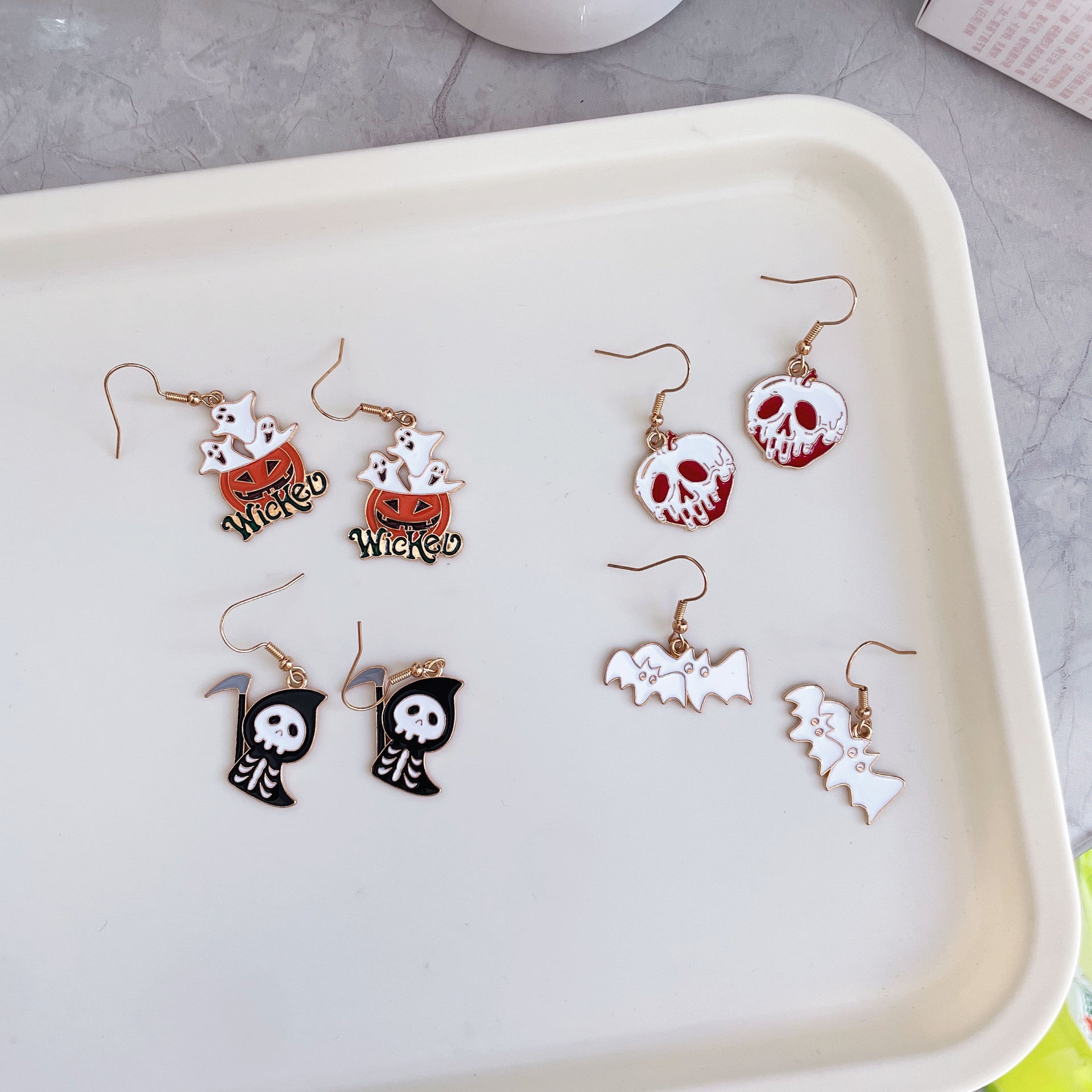 Wholesale  ghost pumpkin skull cartoon bat earrings