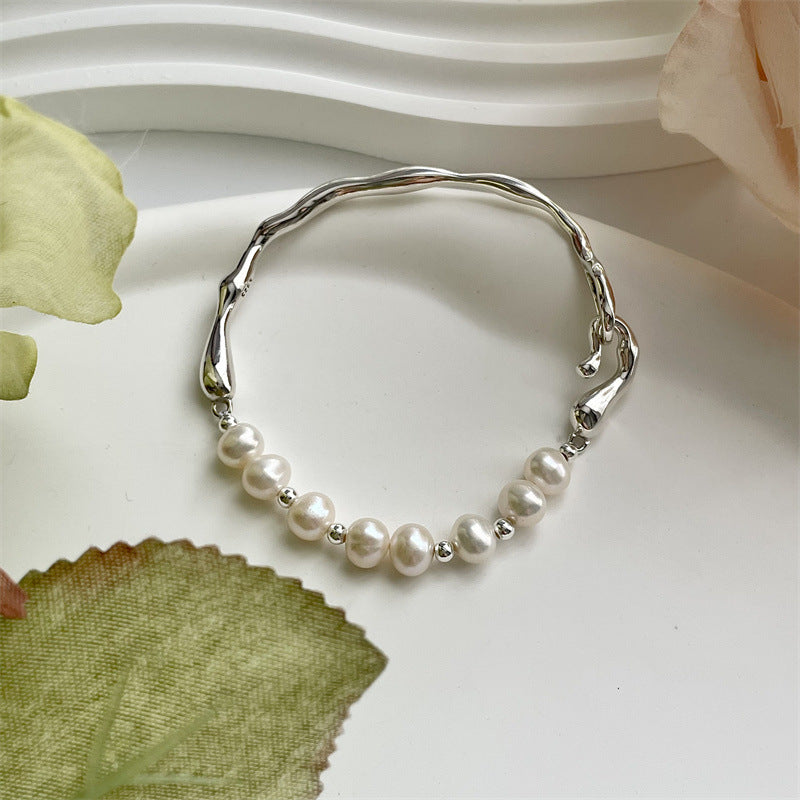 Wholesale 925 Sterling Silver Natural Freshwater Pearl Bracelet
