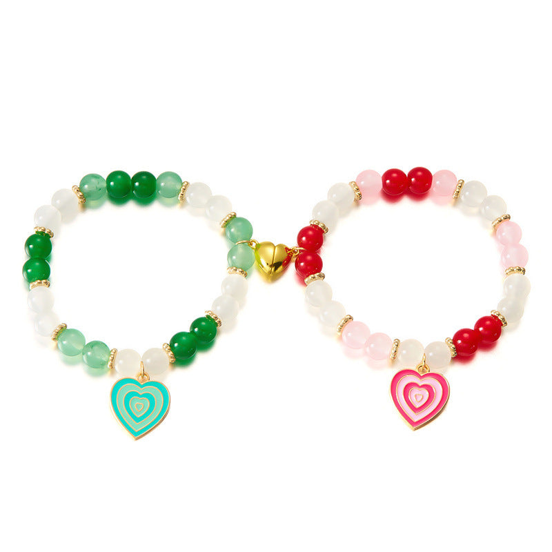 Wholesale  Hollow Love Beaded  Oil Dropping Heart-shaped Bracelet