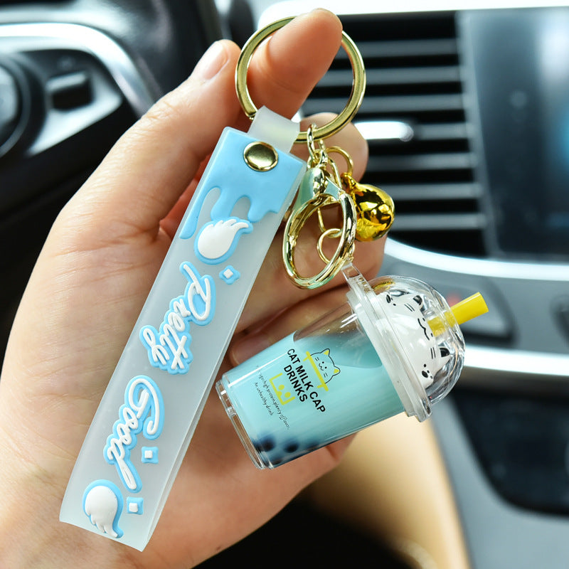 Wholesale Acrylic Oiled Cat Milk Tea Cup Creative Key Chain