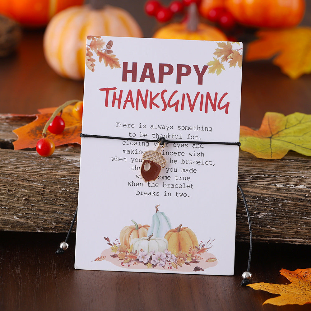Wholesale Thanksgiving Maple Leaf Turkey Pine Cone Bracelet