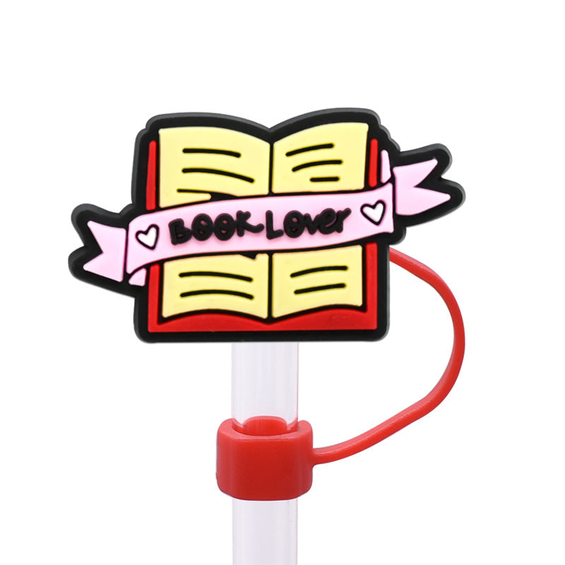 Wholesale Random 100pcs Learning Bookworm Series 8/10mm PVC Soft Straw Tube Cap