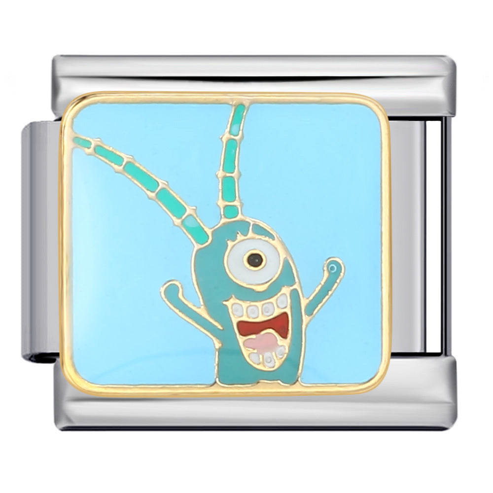 Wholesale 5pcs Italian Charm Bracelet 9mm DIY Splicing Cartoon Animal Stainless Steel Composable Bracelet