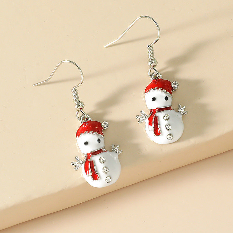 Wholesale 3D Christmas Snowman Alloy Earrings ACC-ES-KaiQing001