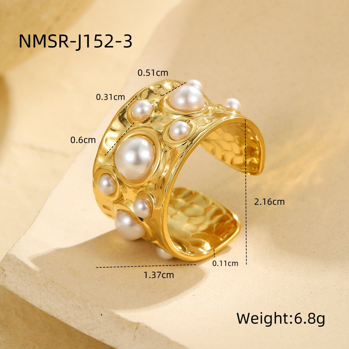 Wholesale  Multi-gem Opening Ring Retro Stainless Steel Rings