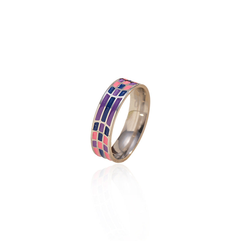 Wholesale  color minimalist color-blocking  stainless steel  rings