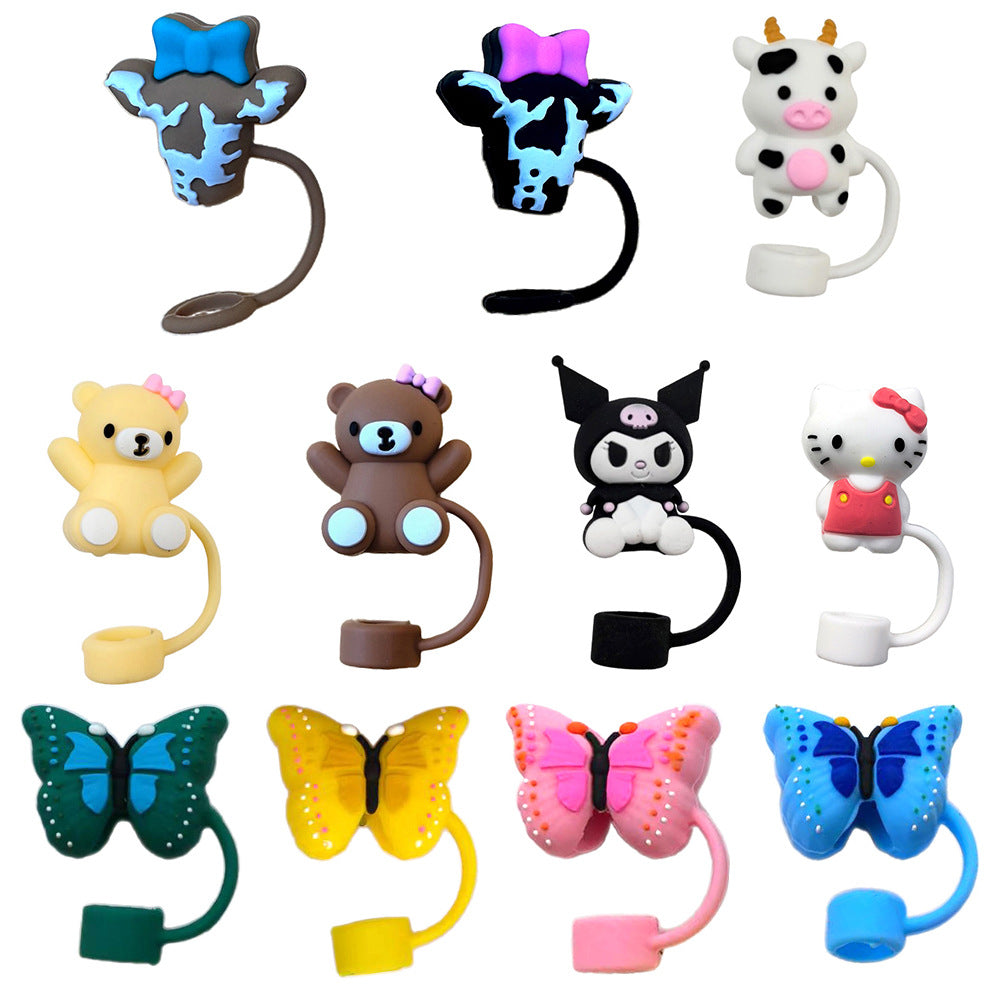 Wholesale 10pcs Flowers 10mm PVC Soft Straw Tube Cap