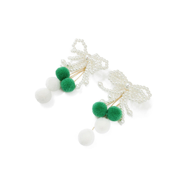 Wholesale  Pearl Exaggerated Bow Earrings