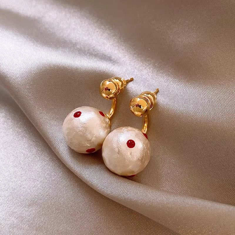 Wholesale silver needle front and back hanging pink and white shell pearl earrings