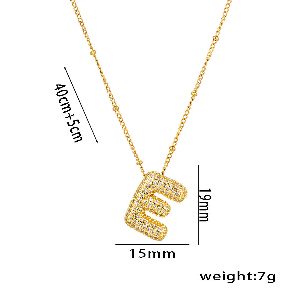 Wholesale Rock Sugar Zircon English Letter Necklace Titanium Steel Necklace ACC-NE-NaBao001