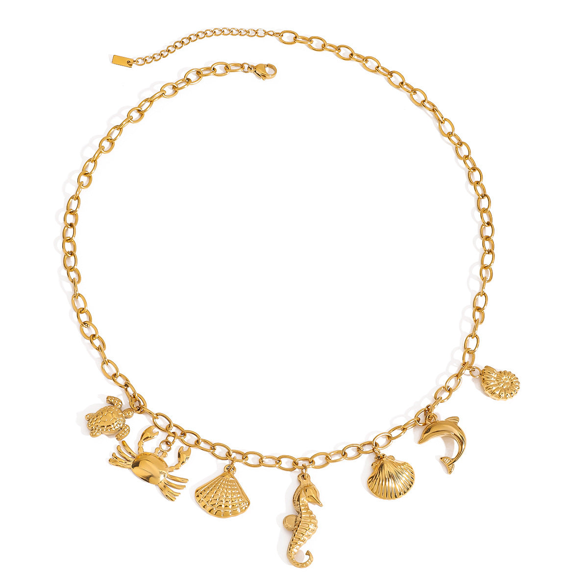 Wholesale  all-match 18K gold stainless steel ocean  shell necklace