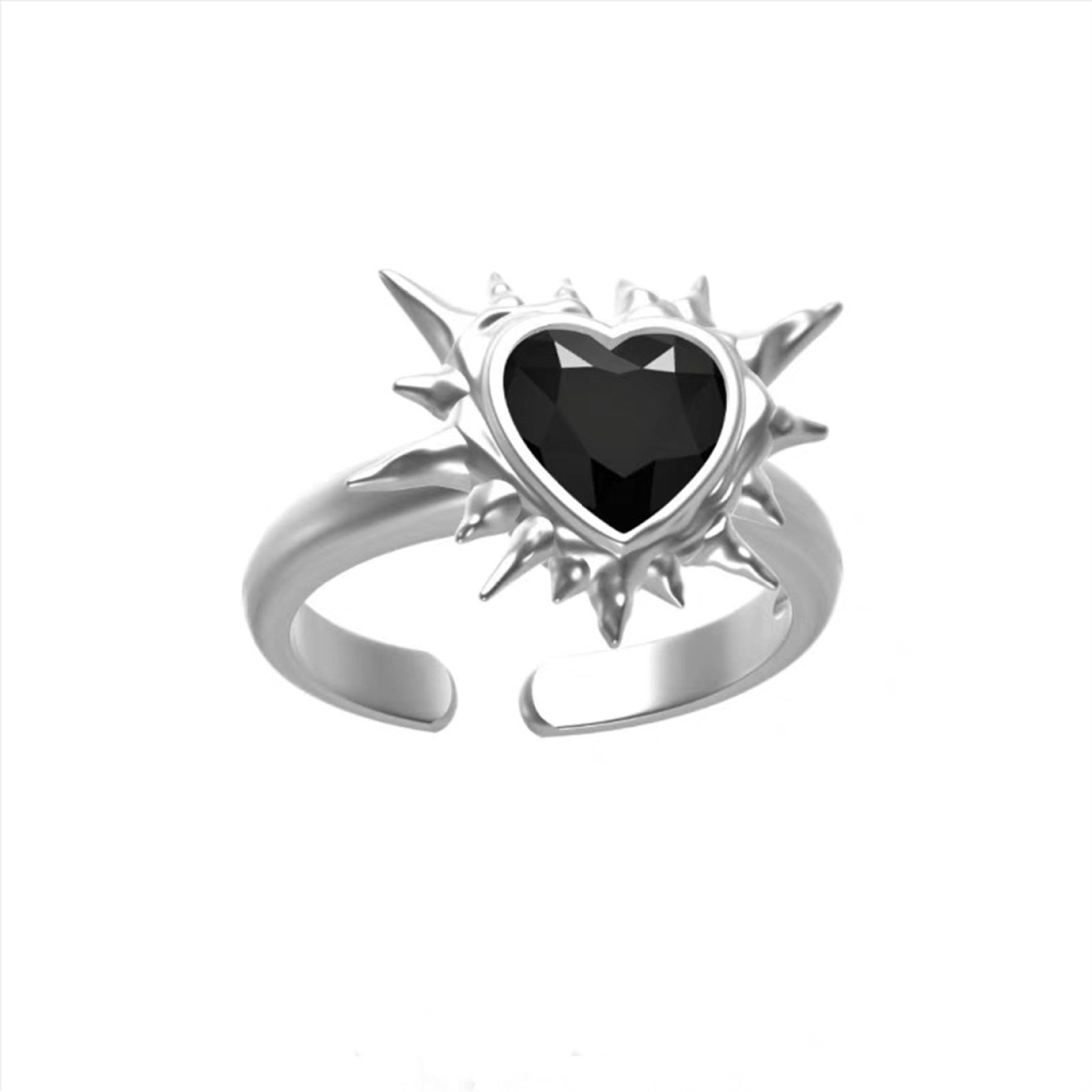 Wholesale barbed love diamond dark lava ring couple punk vintage open ring holiday gift