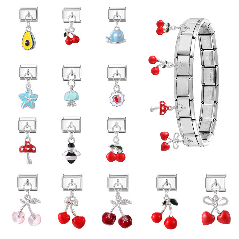 Wholesale  Italian Charm Bracelet 9mm DIY Splicing Cute Creative Stainless Steel Composable Bracelet