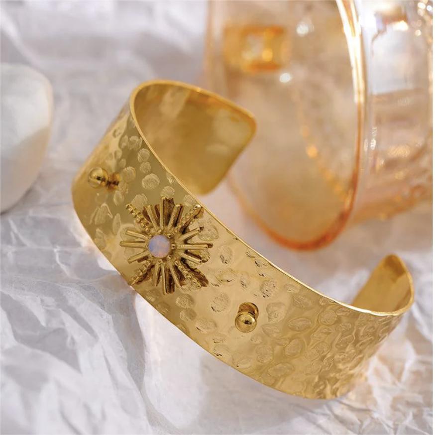 Wholesale Mangxing Natural Stone Bracelet Titanium Steel Wide Edition Fashion Trendy Exaggerated  Bracelet