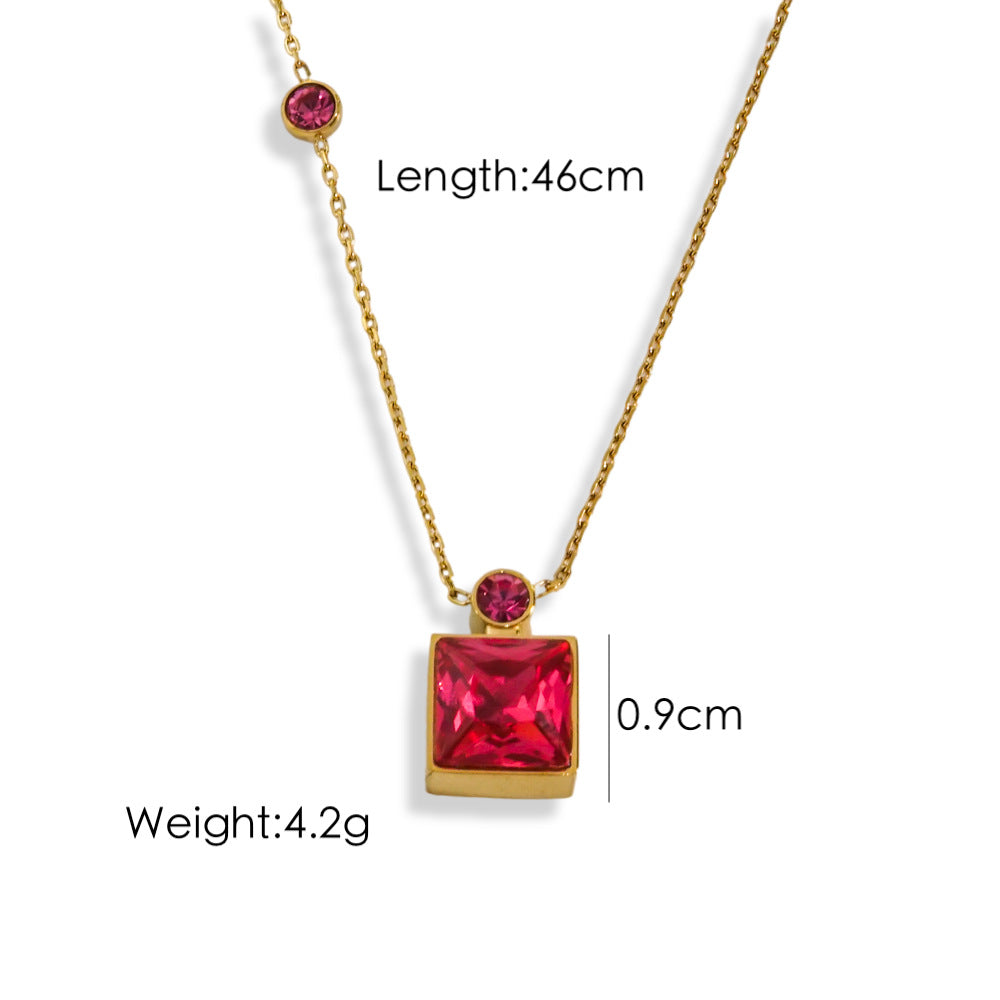 Wholesale  color square diamond Stainless steel necklace