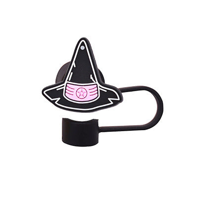 Wholesale Random 100pcs Halloween 10MM PVC Straw Tube Cap ACC-SCR-YiQu001