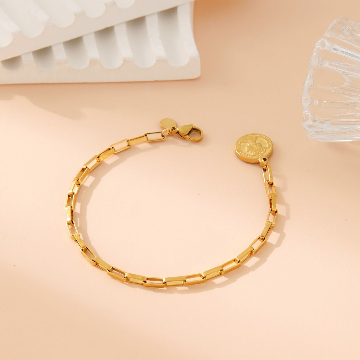 Wholesale stainless steel cross love round pendant bracelet