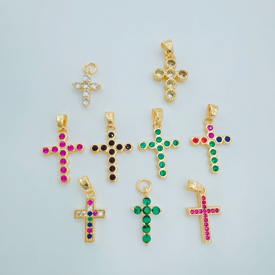 Wholesale Fashion Cross Pendant,  Copper Plated Gold,  European Style Jewelry Accessory for Daily Wear