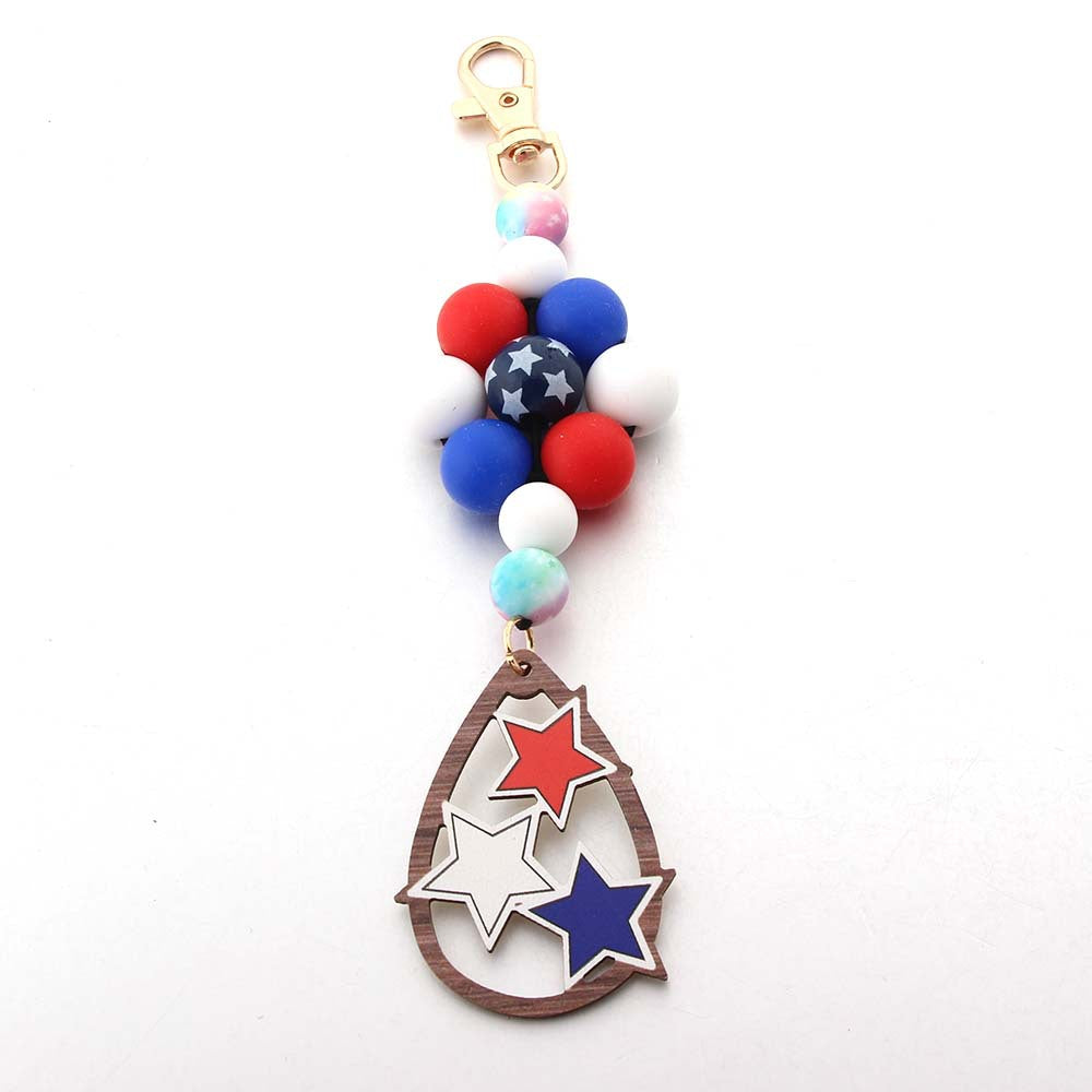 Wholesale American Independence Day Silicone Beaded Keychain ACC-KC-JinAn006