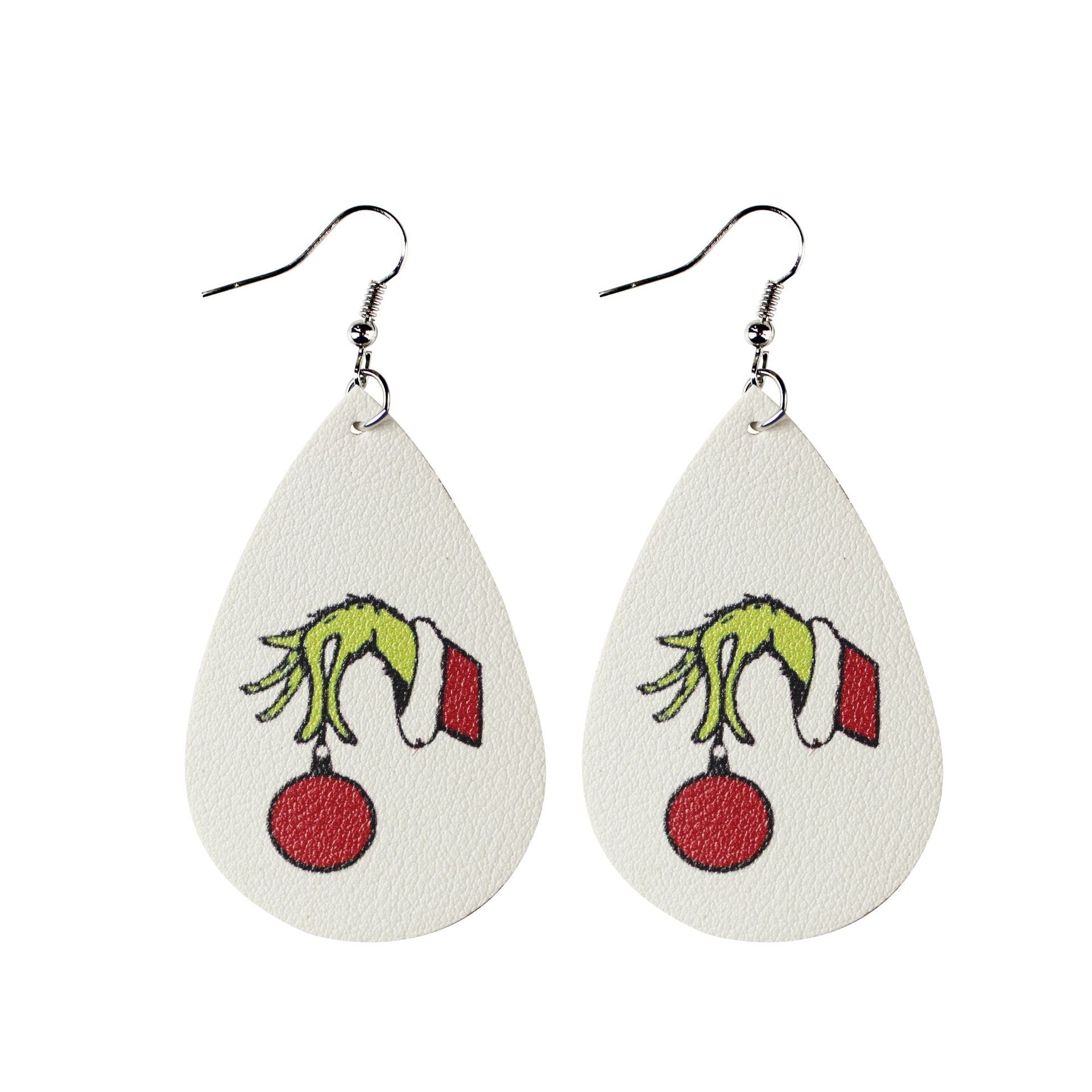 Wholesale Christmas Leather Double-sided Printing Composite Striped Plaid  Earrings