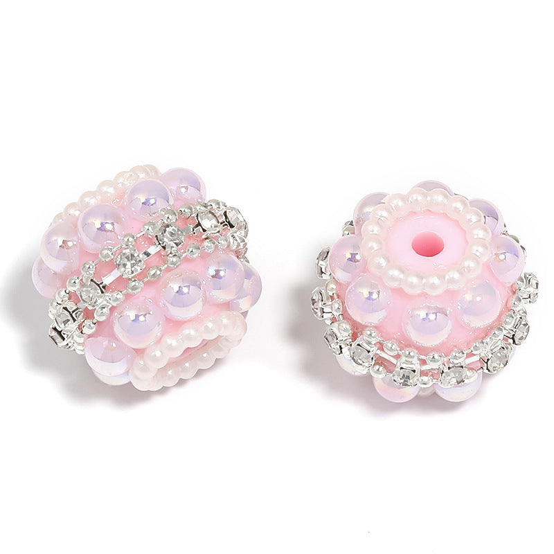 Wholesale 5pcs Heavy Color Pearl Diamond Ball Beaded Rhinestone Chain Full Diamond Beads Diy Accessories ACC-BDS-BLG093