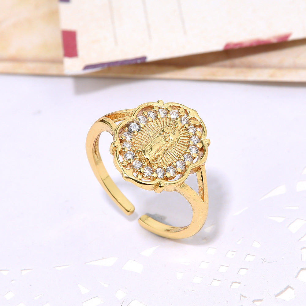 Wholesale Zircon copper plated 18k gold ring
