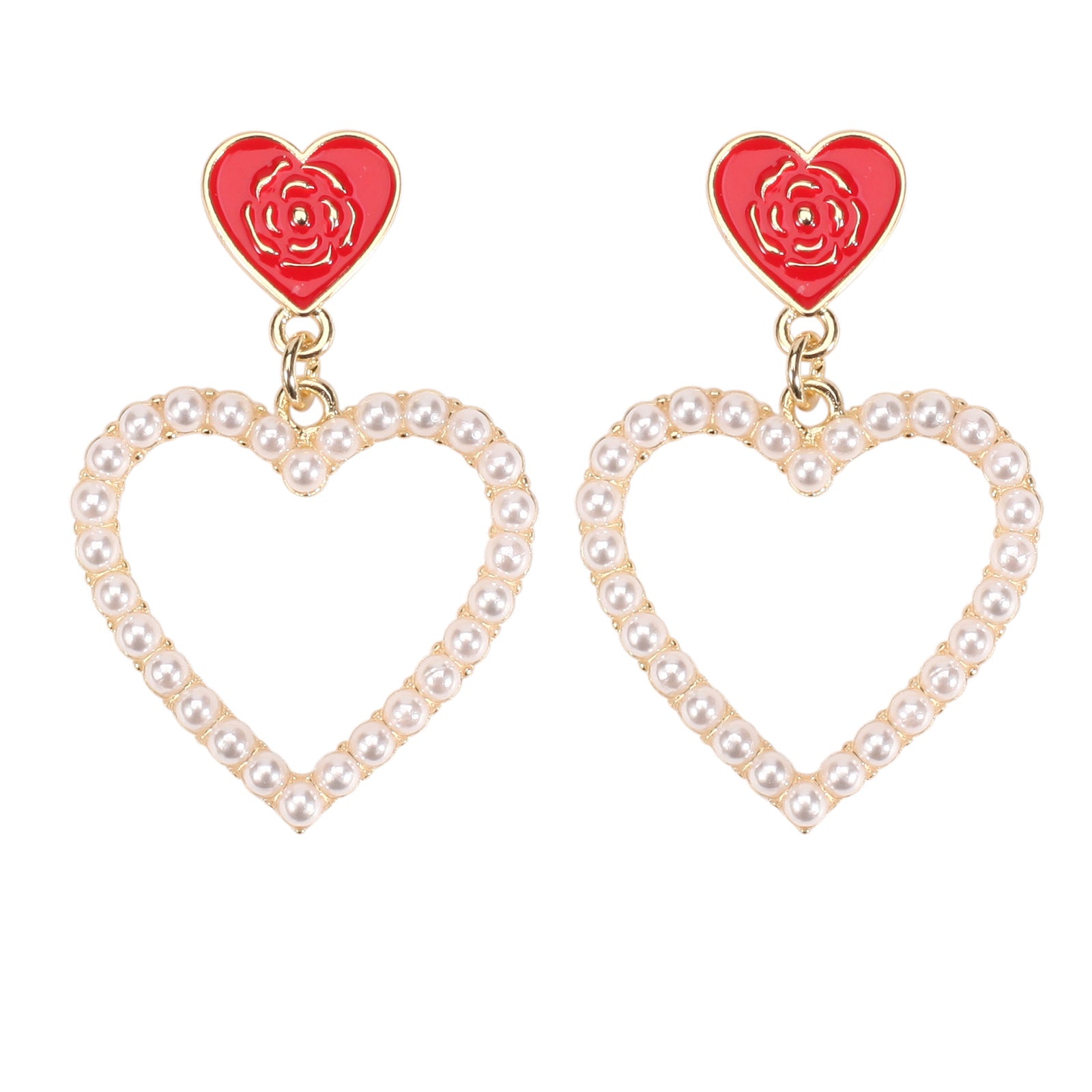 Wholesale Valentine' s Day Red Love Rhinestone  Earrings
