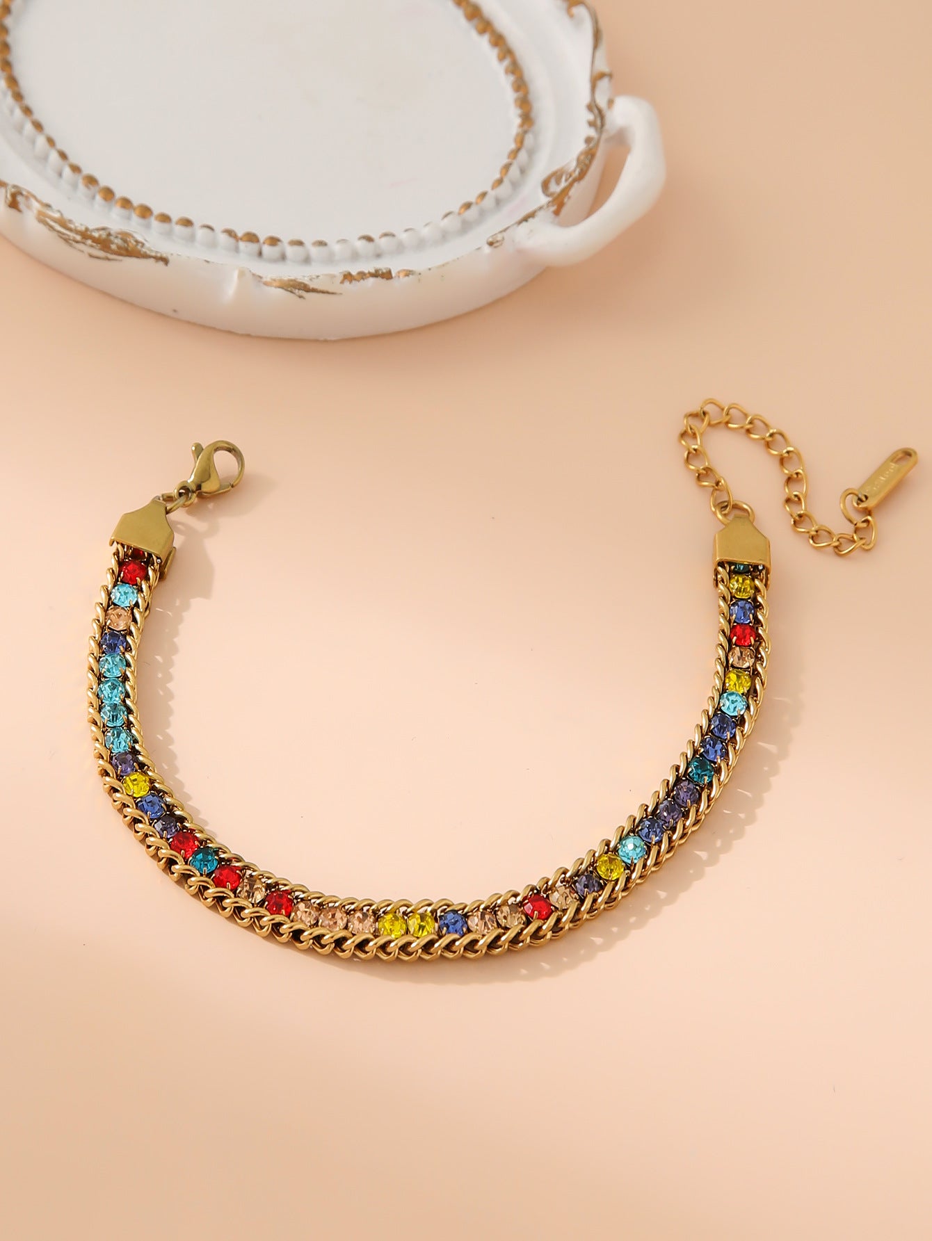 Großhandel Edelstahl geprägtes Diamant einfaches Sommerarmband