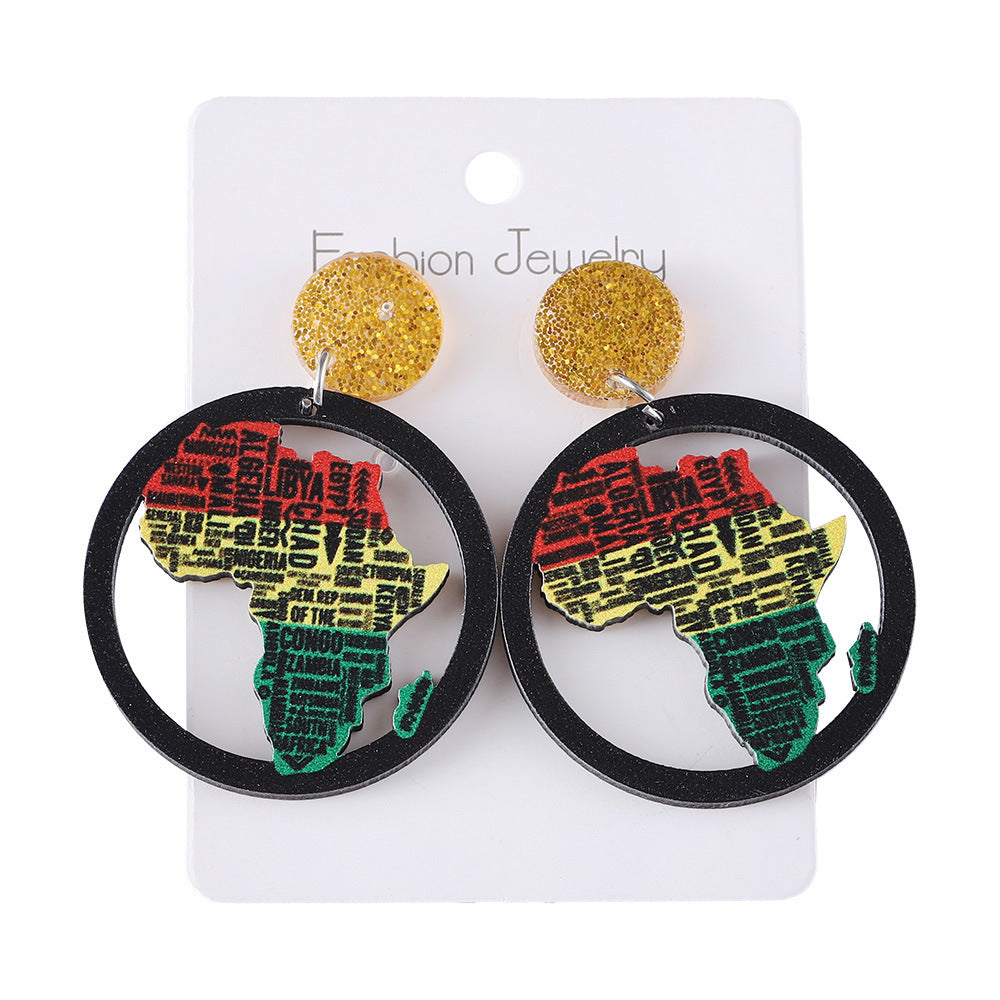 Wholesale Double-sided sequined acrylic wood stitching earrings