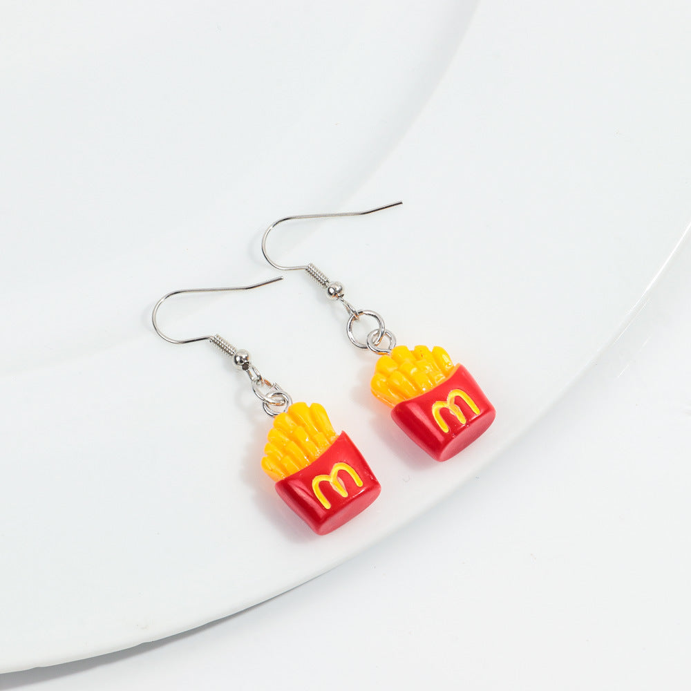 Wholesale Chic Food-Themed Resin Earrings - Fun Hamburger,  Fries,  Popcorn &  Chocolate Designs - Fashion Accessory for Everyday Wear or Gift