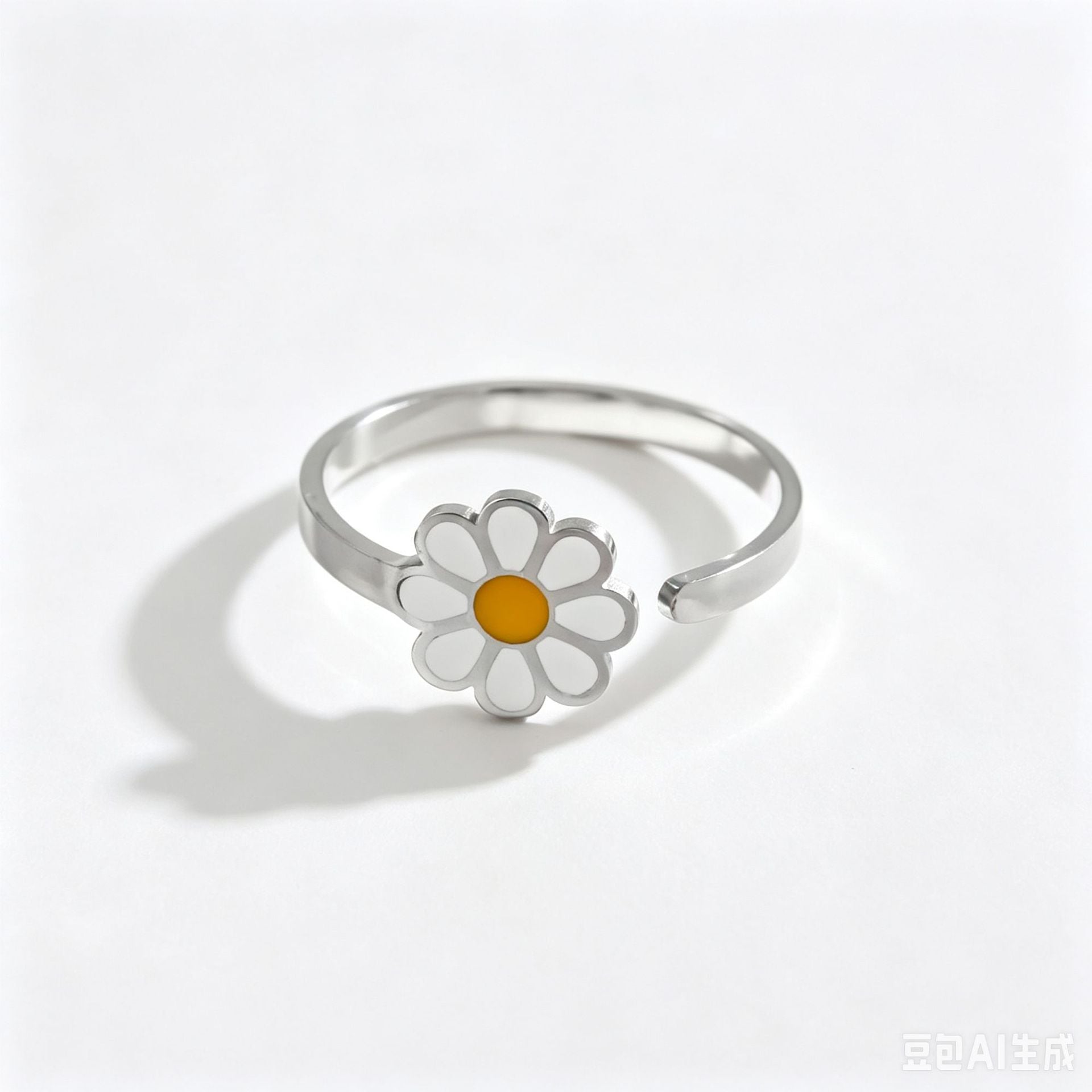 Wholesale Chic  Flower Open Ring Adjustable Stainless Steel Fashion Jewelry Accessory for Women Gift