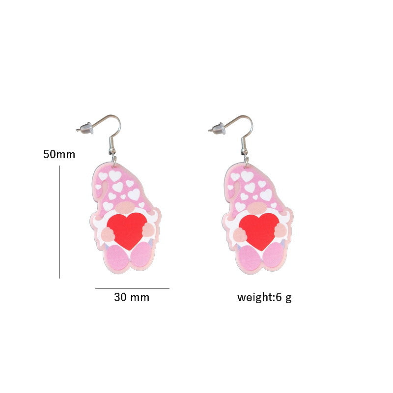 Wholesale Valentine' s Day Acrylic Heart Element Earrings