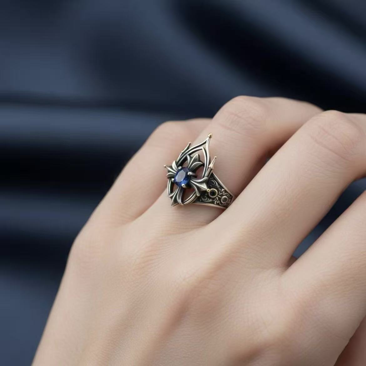 Wholesale Vintage Cross Diamond Ring,  Adjustable Open,  Fashion Accessory