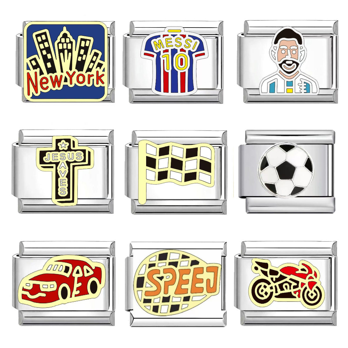 Wholesale Italian Charm Bracelet 9mm DIY Football Sports Series  Creative Stainless Steel Composable Bracelet