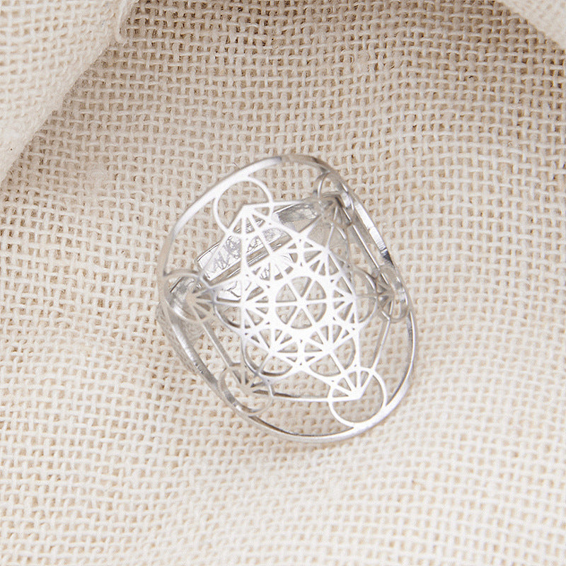 Wholesale Hollow Six-Pointed Star Oval Stainless Steel Ring