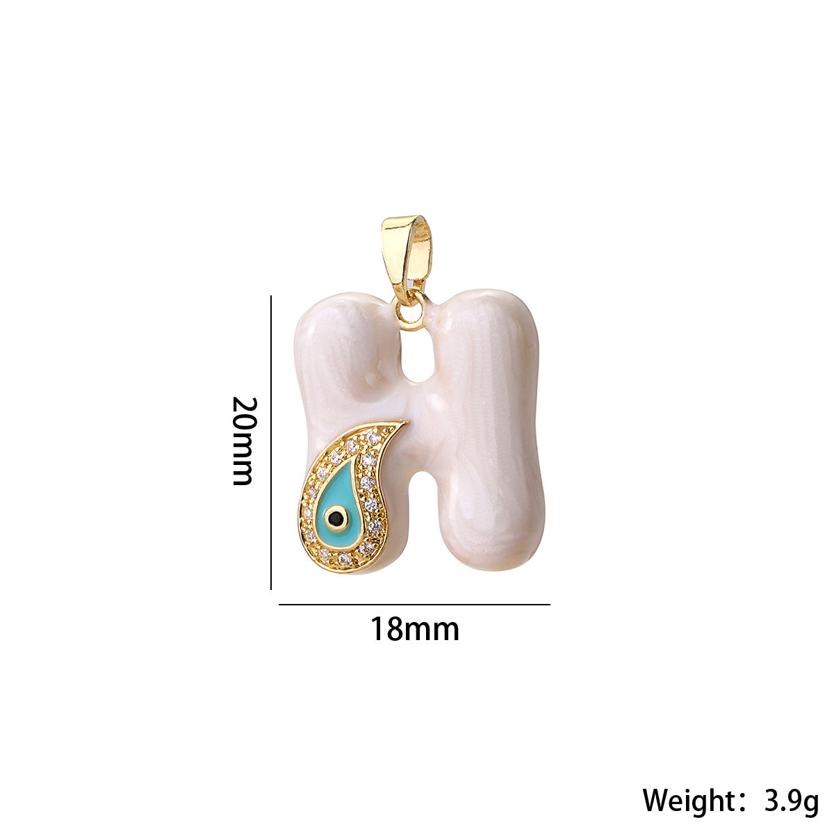 Wholesale Evil Eye Letter Pendant 16K Gold Plated Copper With Zircon Fashion Decorative Accessory DIY Jewelry Charm Boutique Gift Resale