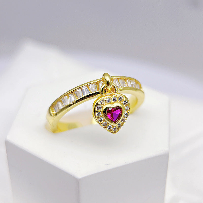 Wholesale Light Luxury Zircon Heart Open Rings ACC-RS-YXY032