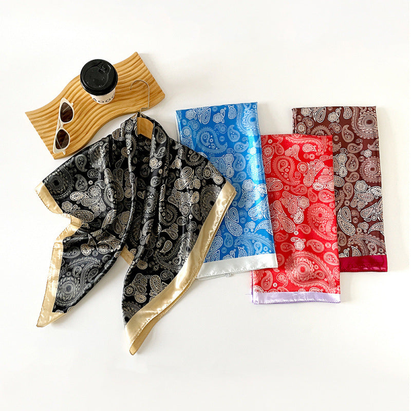 Wholesale Cashew Printed Head Scarf Women' s Silk Scarf 90cm Scarf