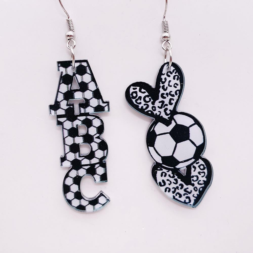 Wholesale  football acrylic earrings lovely U-shaped leopard print earrings