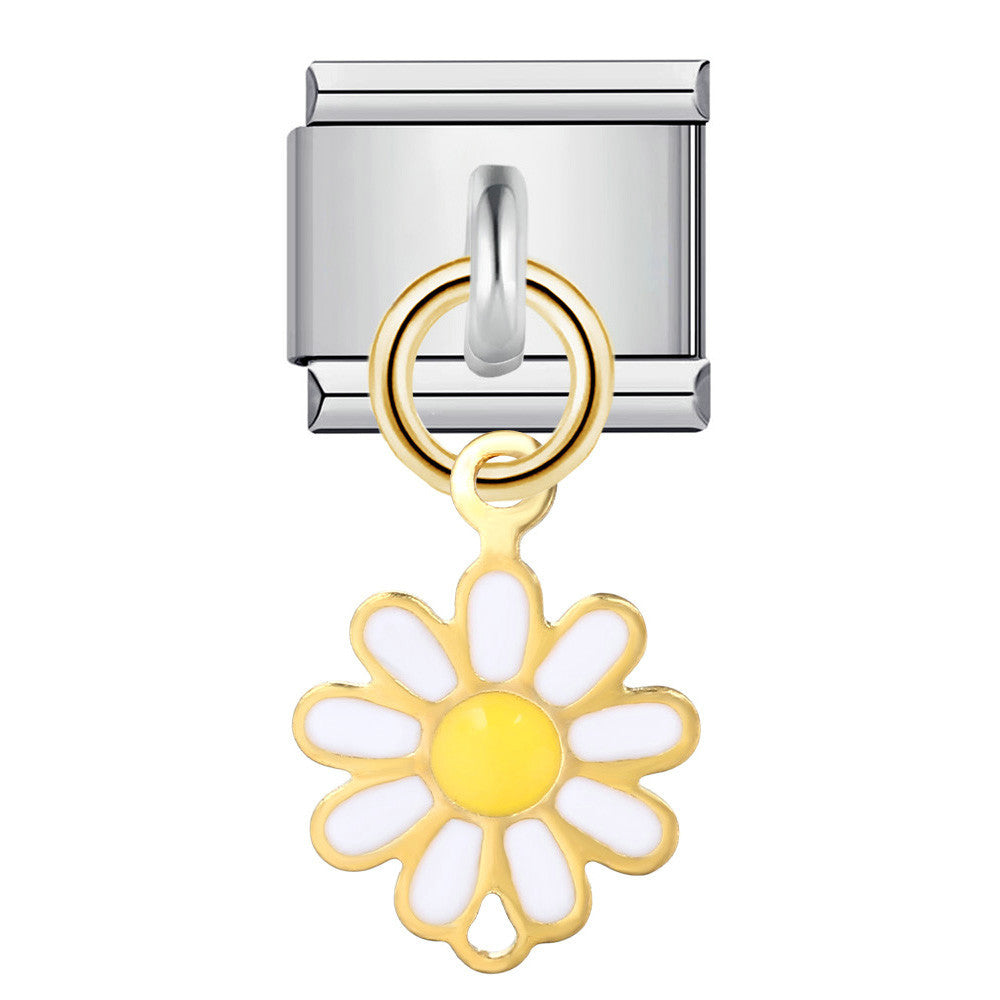 Wholesale Italian Charm Bracelet 9mm DIY Splicing Removable Silver Flower Element Stainless Steel Composable Bracelet