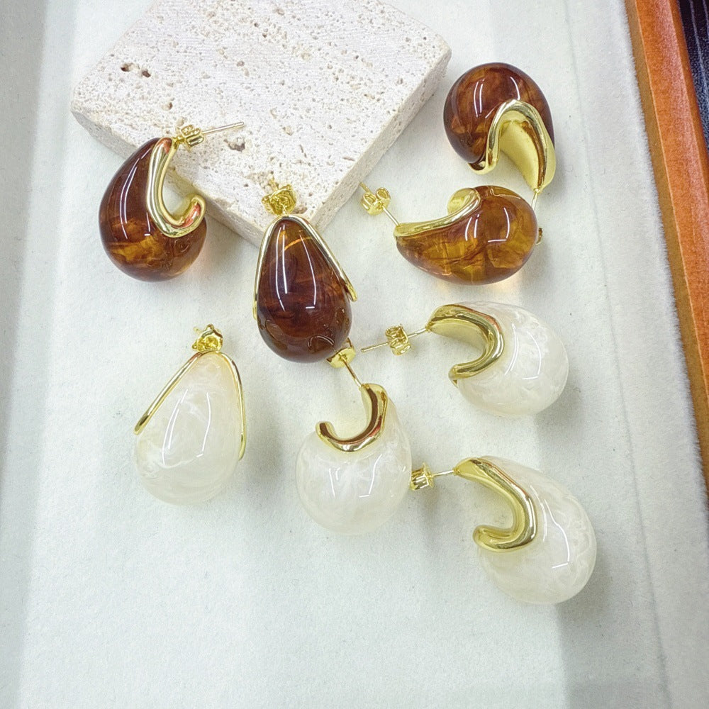 Wholesale Geometric C-shaped earrings irregular teardrop earrings