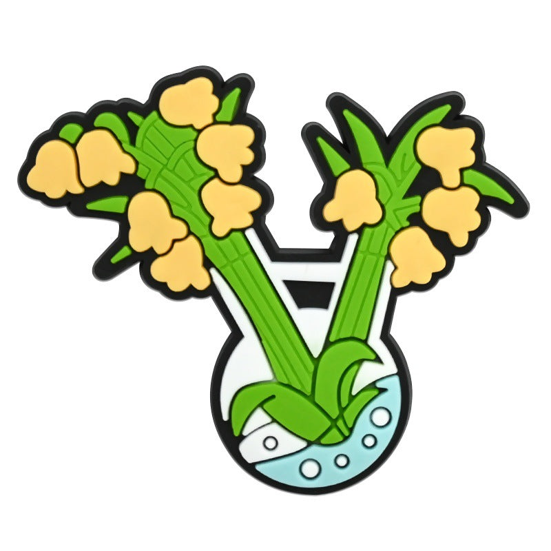 Wholesale  Random 100pcs  floral bouquet series PVC Soft Rubber Shoe Buckle Decoration