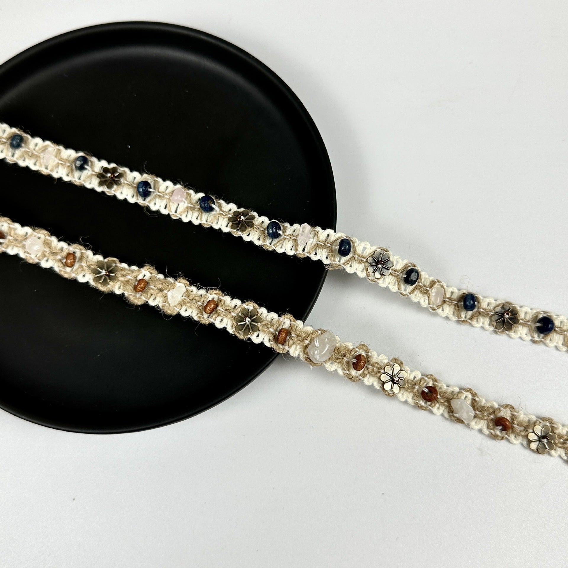 Wholesale Hemp rope straw wooden beads retro bohemian style short necklace