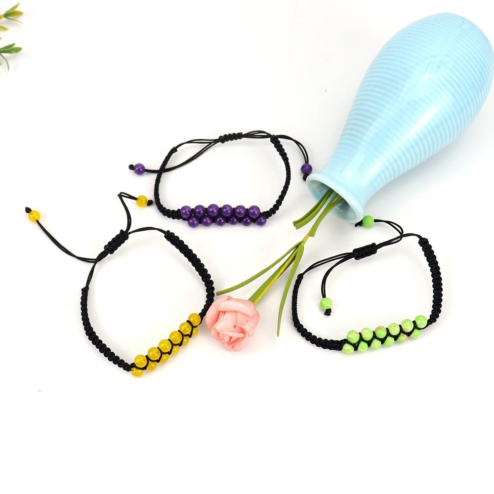 Wholesale Bohemian Handmade Double-Row Woven Amethyst Crystal Bracelet Fashion Jewelry Accessory Travel Souvenir Gift