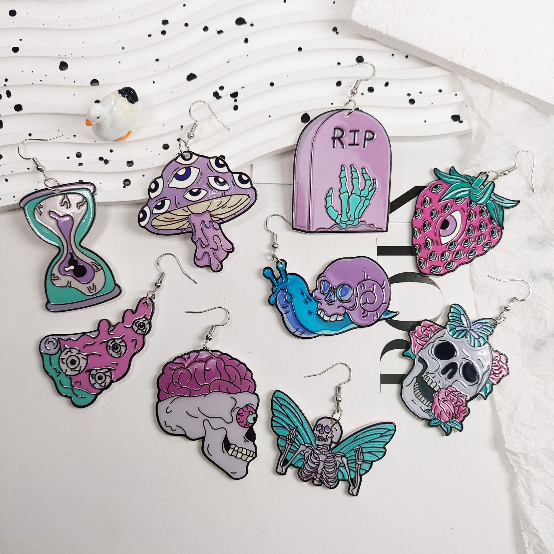 Wholesale Halloween Dark Skull Purple Earrings Acrylic Earrings ACC-ES-Jiay005