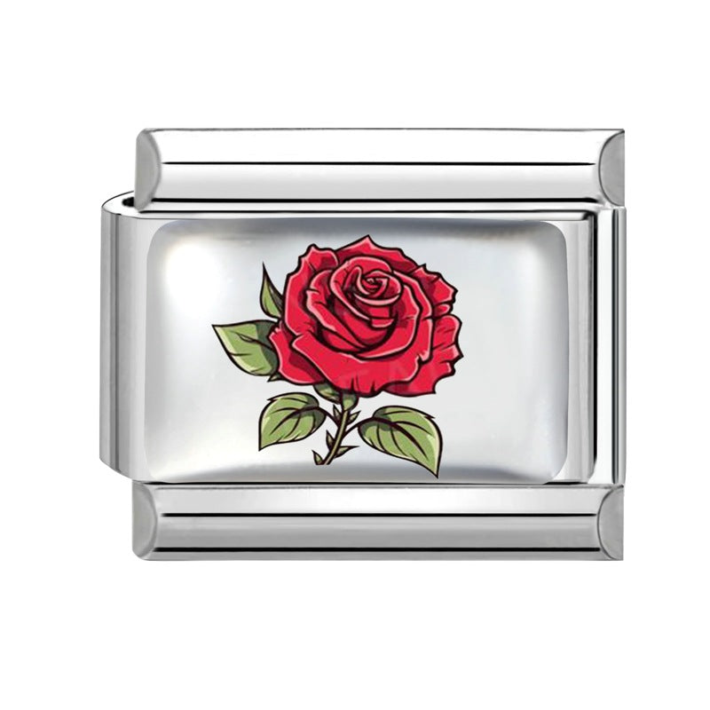 Wholesale Stainless Steel Electroplated DIY Bracelet Charm Month Flower Module for Everyday Wear Jewelry Accessory