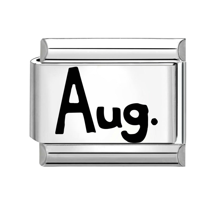 Wholesale Italian Calendar-Themed DIY Modular Bracelet Black White Stainless Steel for Jewelry Accessory Everyday Wear