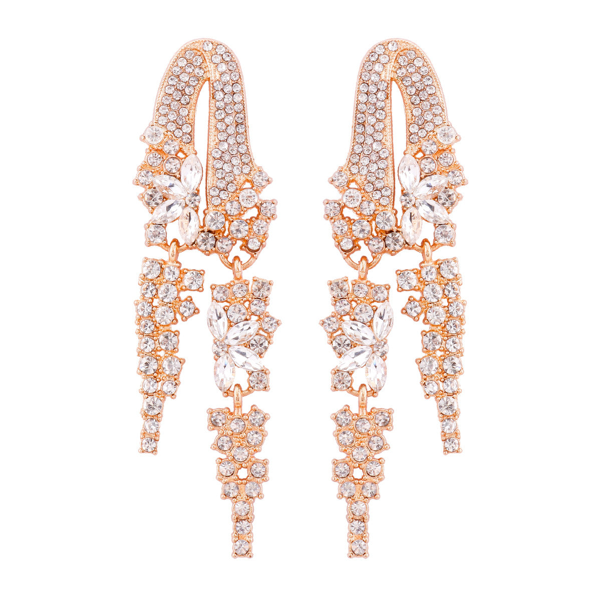 Wholesale Flower Geometric Diamond Tassel Earrings ACC-ES-JuJia006